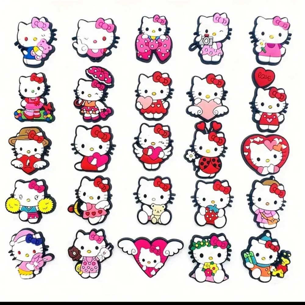 Lot 25Pcs Hello Kitty Croc Charms Jibbitz girls Shoe Decoration summer spring